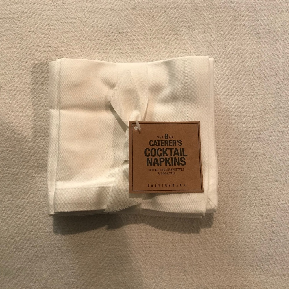 NWT Pottery Barn Set of 6 Caterer's Cocktail Napkins White